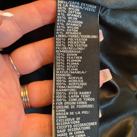 Bebe Black Rabbit Fur Trim with Blended Down Feather Jacket I Size: S - Picture 12 of 12